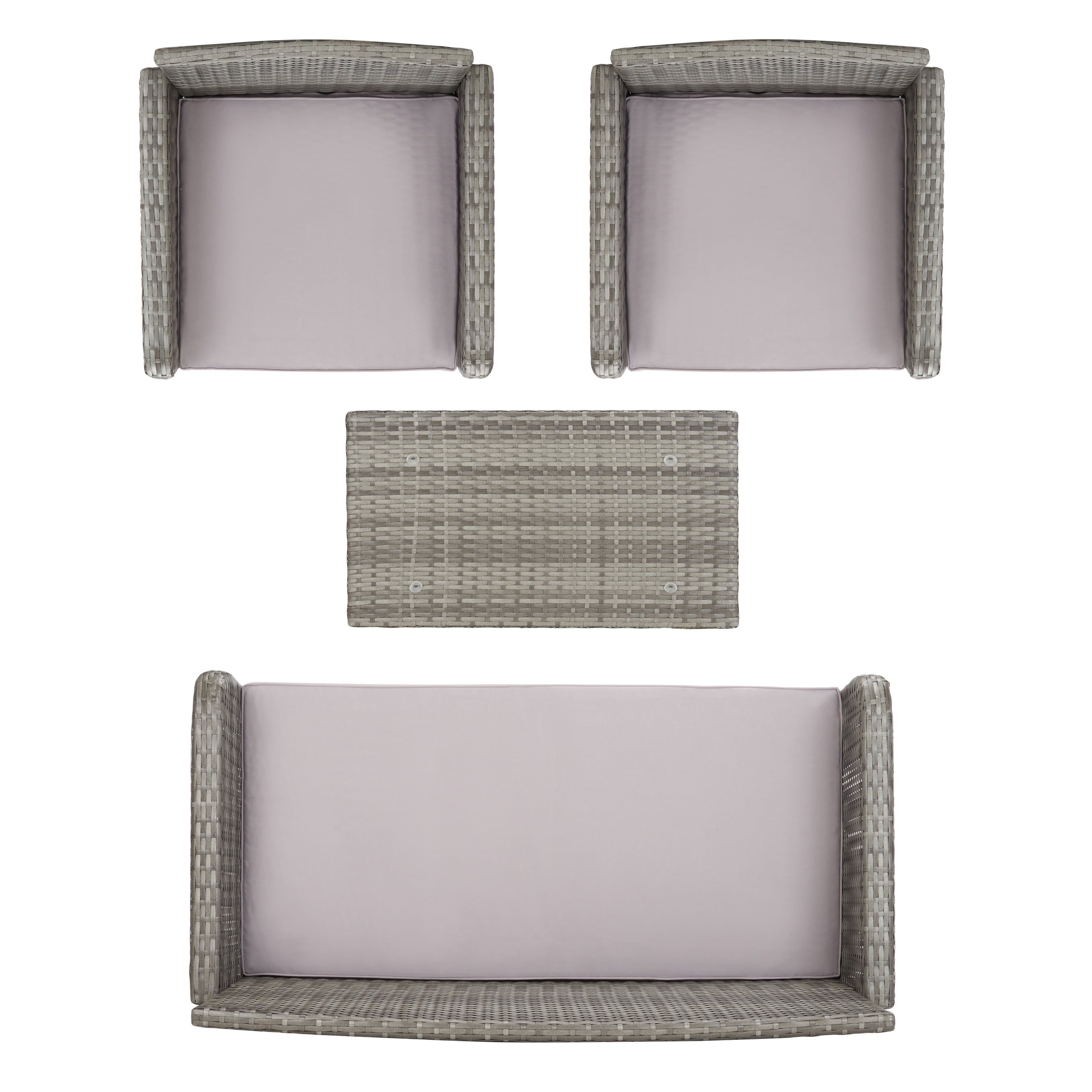 Ensemble de salon de jardin SAFAVIEH Zsolt en osier et acier, 4 pièces, dimensions : 42 l x 31 p x 21 h