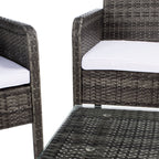 Ensemble de salon de jardin SAFAVIEH Zsolt en osier et acier, 4 pièces, dimensions : 42 l x 31 p x 21 h