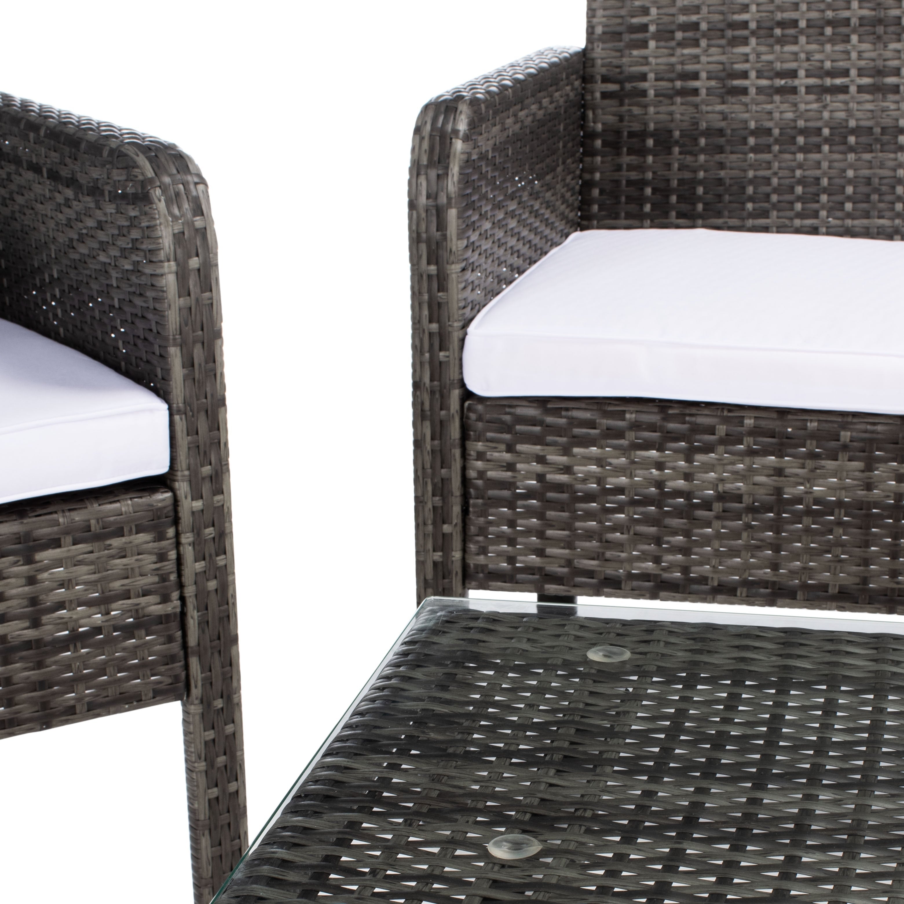 Ensemble de salon de jardin SAFAVIEH Zsolt en osier et acier, 4 pièces, dimensions : 42 l x 31 p x 21 h