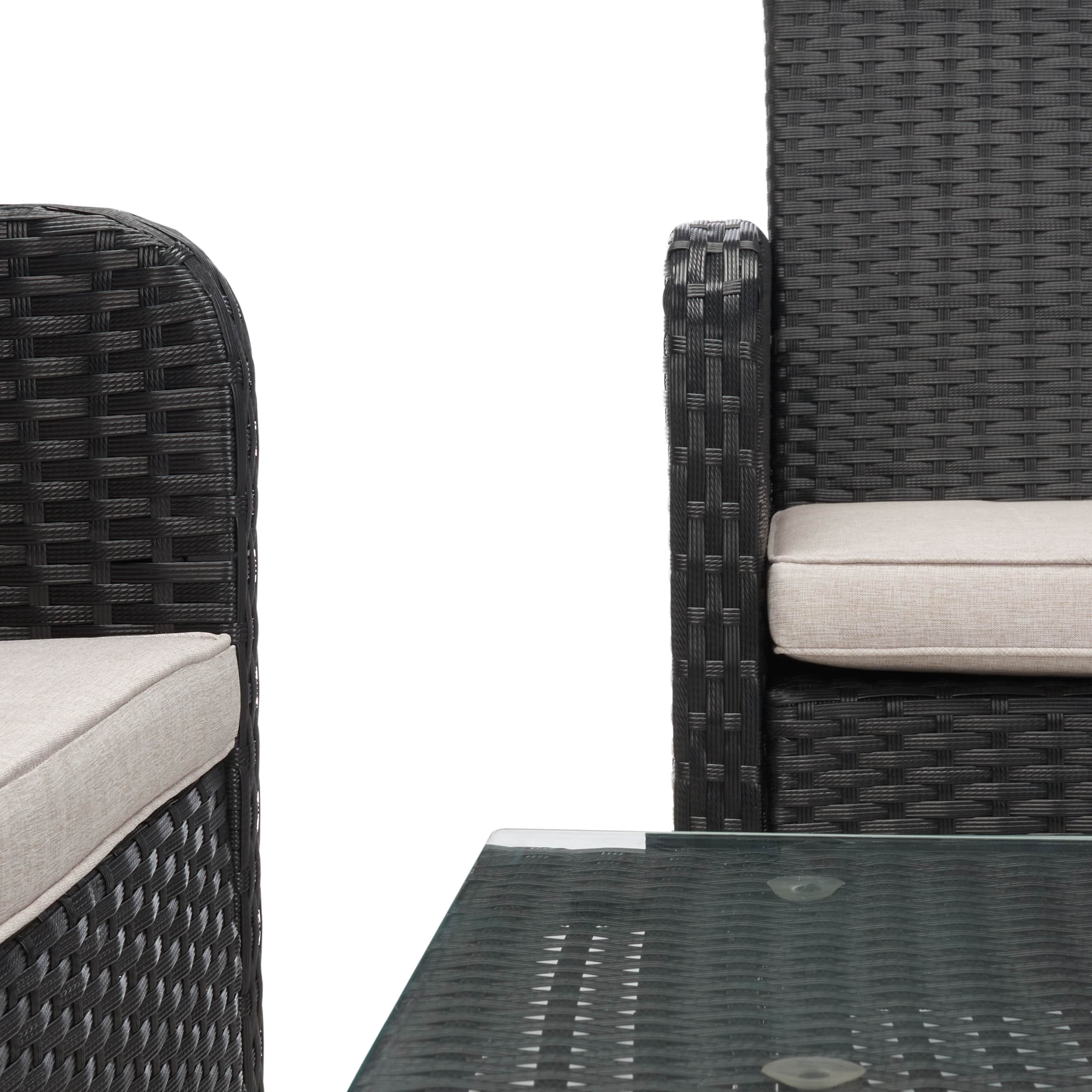 Ensemble de salon de jardin SAFAVIEH Zsolt en osier et acier, 4 pièces, dimensions : 42 l x 31 p x 21 h