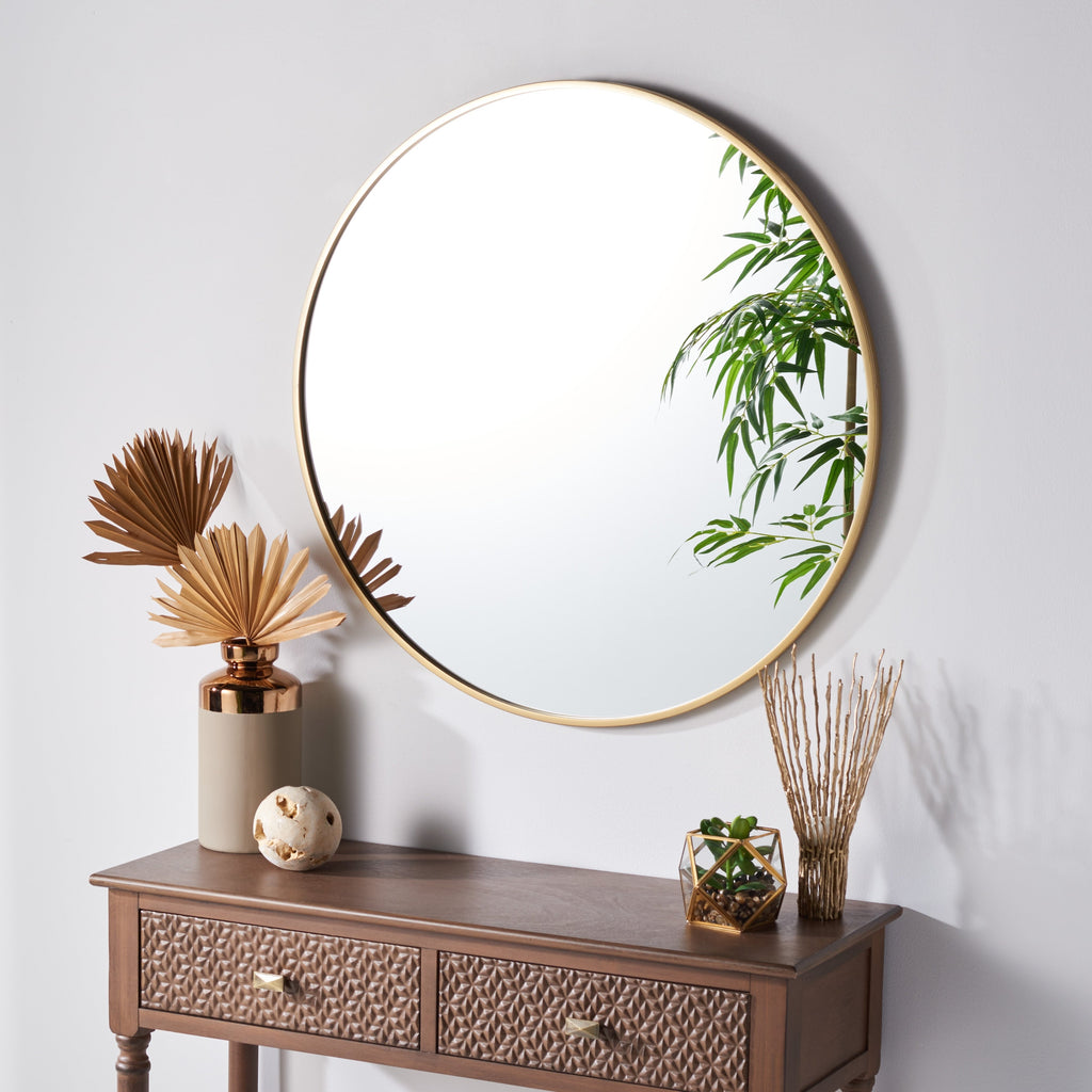 Miroir rond doré SAFAVIEH Rinlon de 30 pouces (L x P x H)
