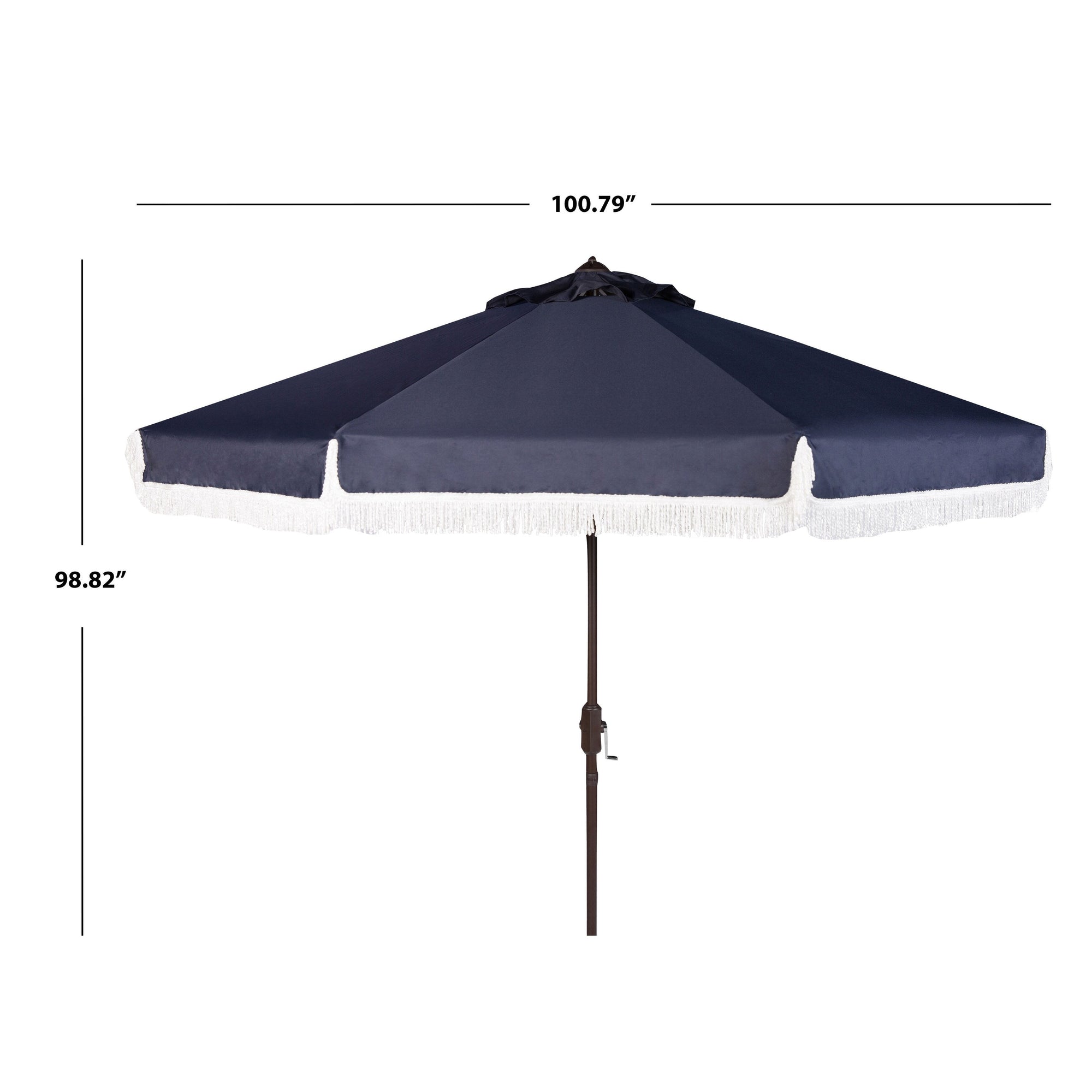 SAFAVIEH Ronette Fringe 9 Ft Crank Outdoor Umbrella