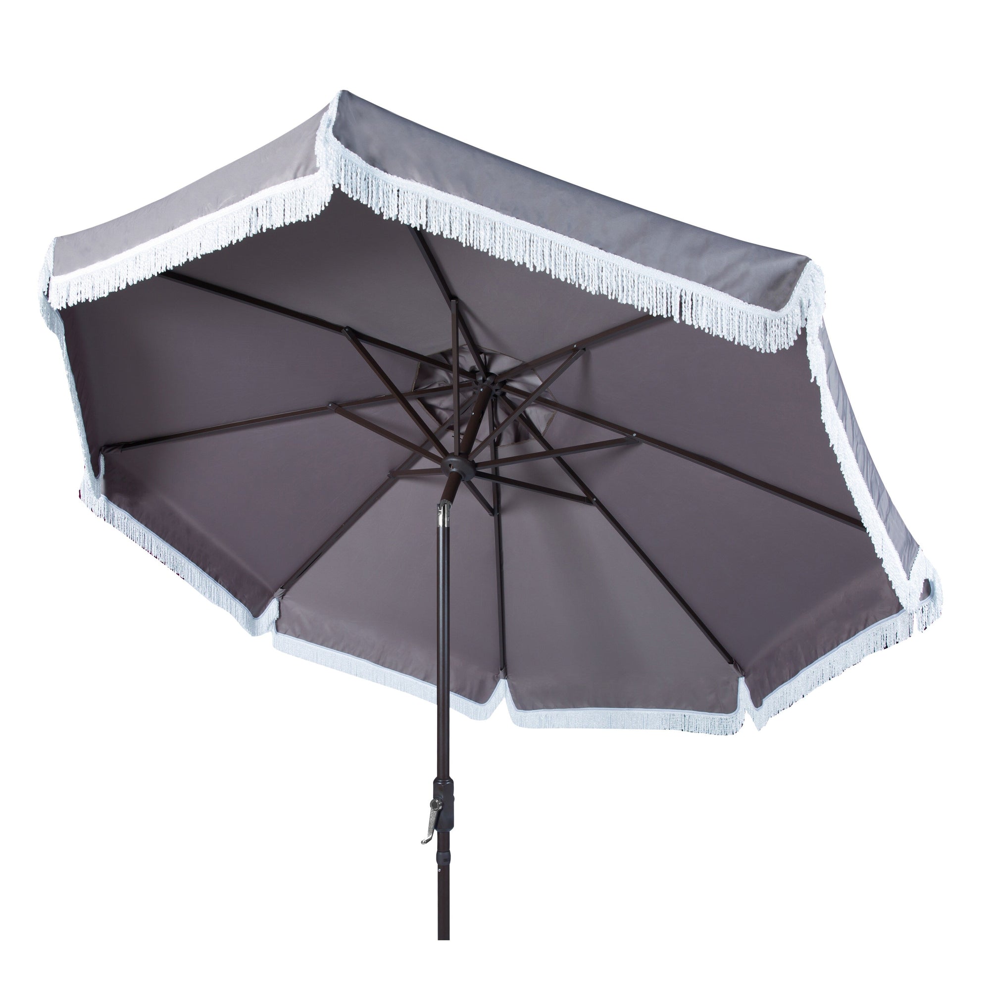 SAFAVIEH Ronette Fringe 9 Ft Crank Outdoor Umbrella