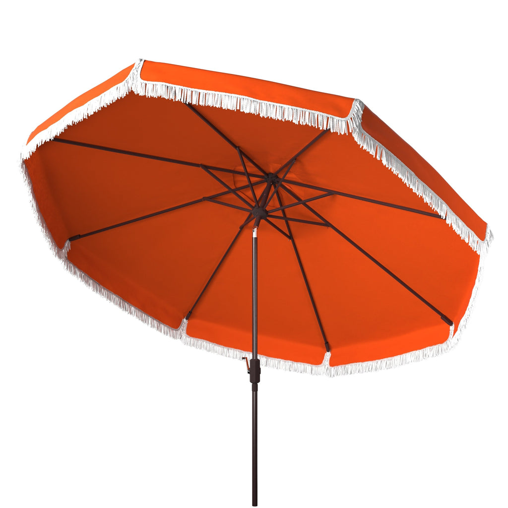 SAFAVIEH Ronette Fringe 9 Ft Crank Outdoor Umbrella