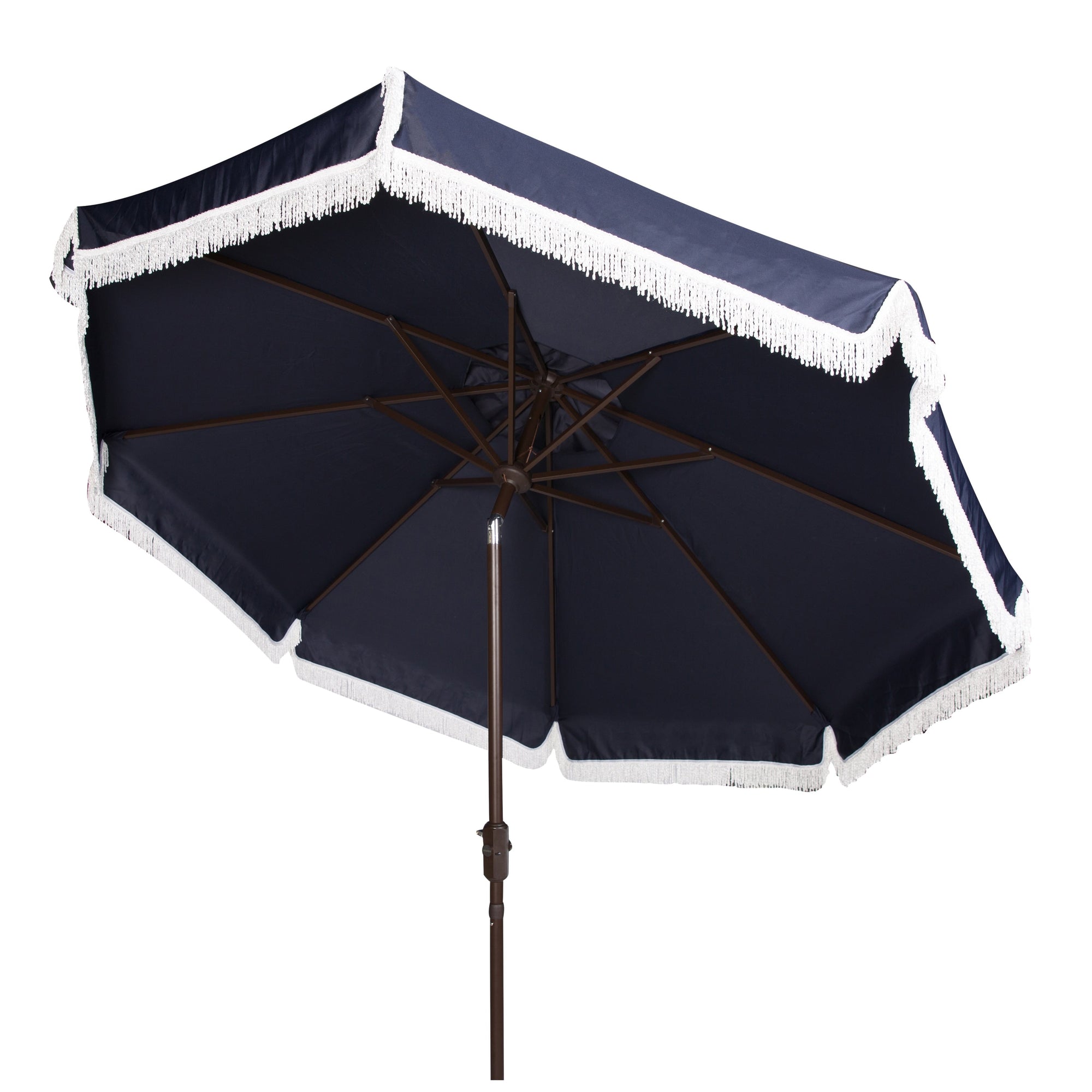 SAFAVIEH Ronette Fringe 9 Ft Crank Outdoor Umbrella