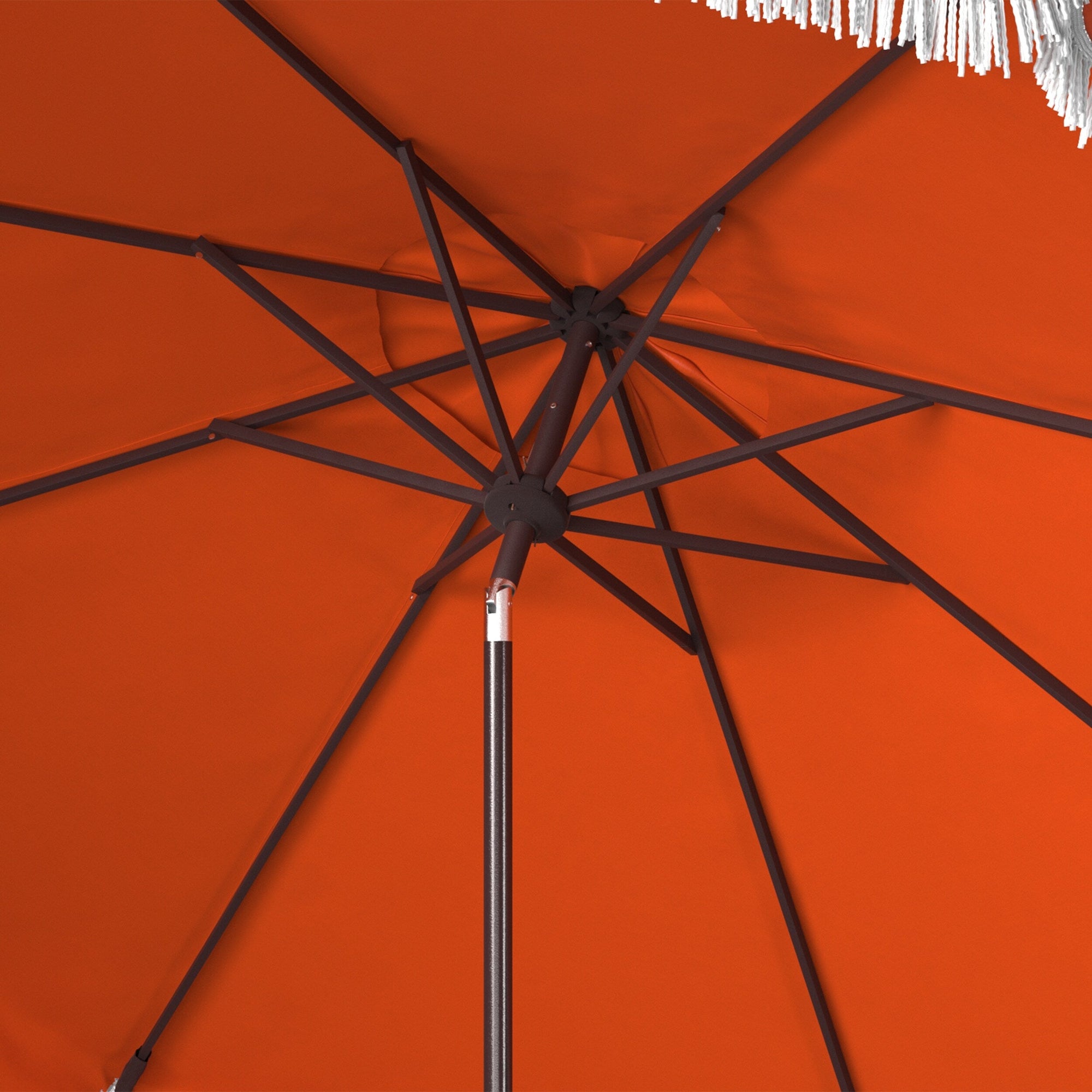 SAFAVIEH Ronette Fringe 9 Ft Crank Outdoor Umbrella