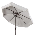 SAFAVIEH Ronette Fringe 9 Ft Crank Outdoor Umbrella