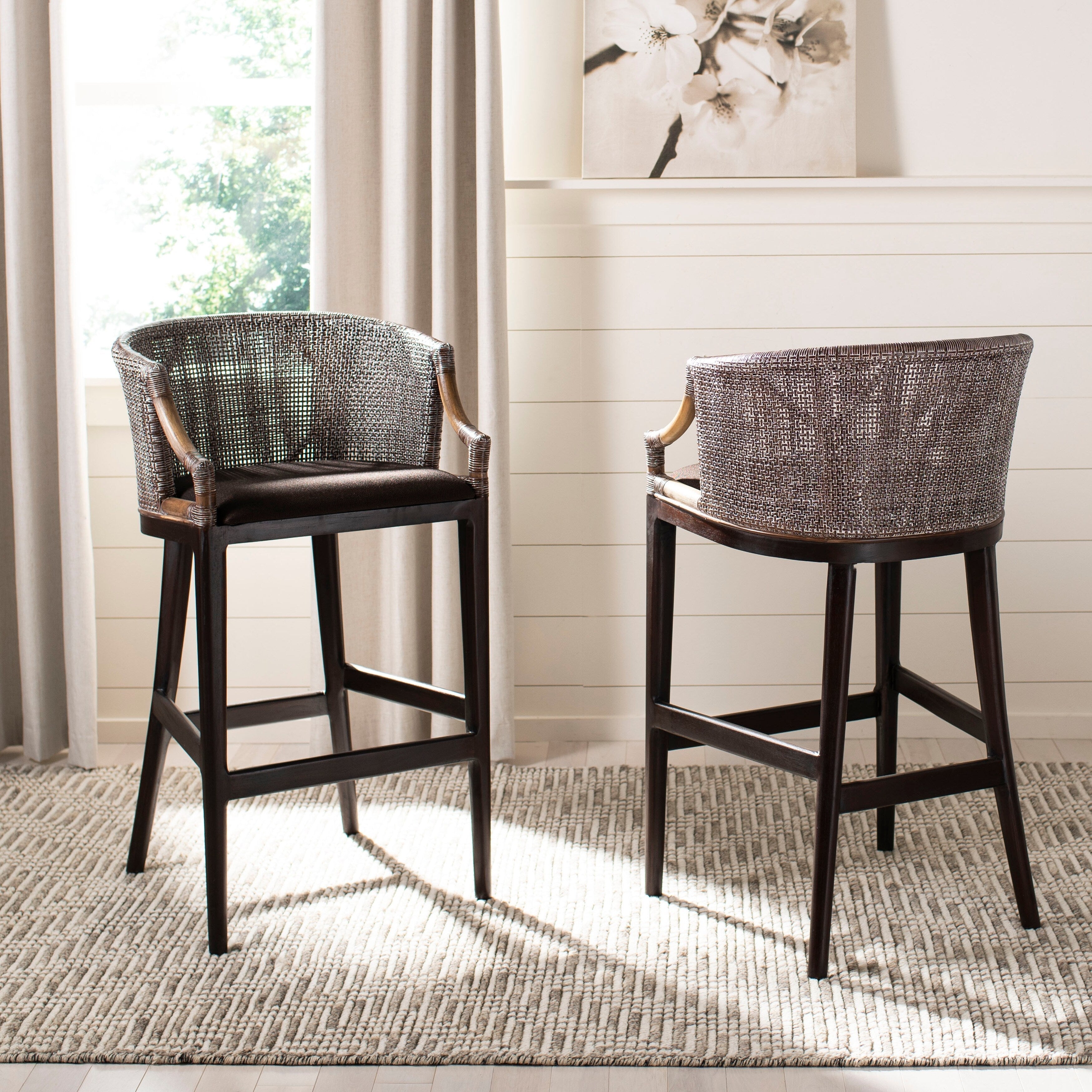 Tabouret de bar en rotin SAFAVIEH Virona de 76 cm (22,3 po l x 20,5 po l x 39 po H)