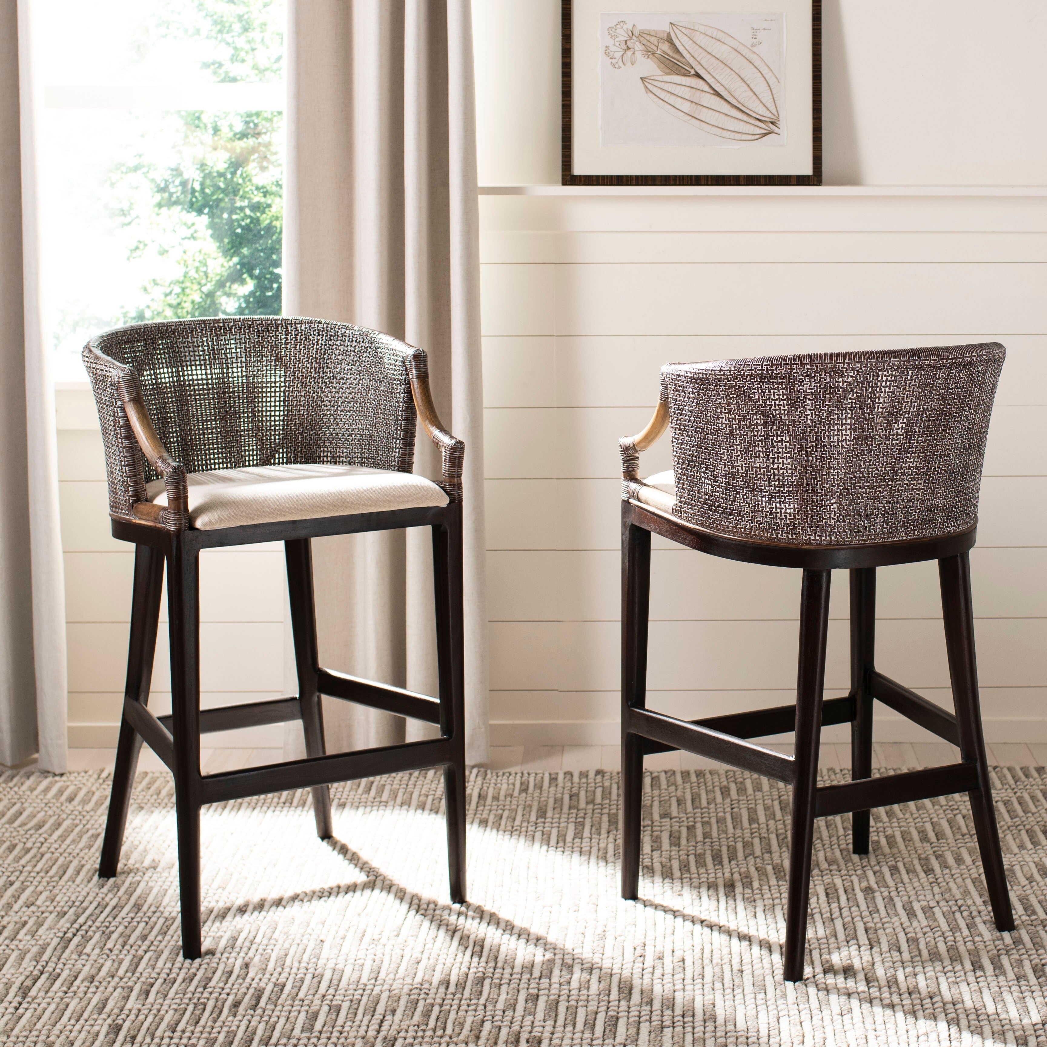 Tabouret de bar en rotin SAFAVIEH Virona de 76 cm (22,3 po l x 20,5 po l x 39 po H)