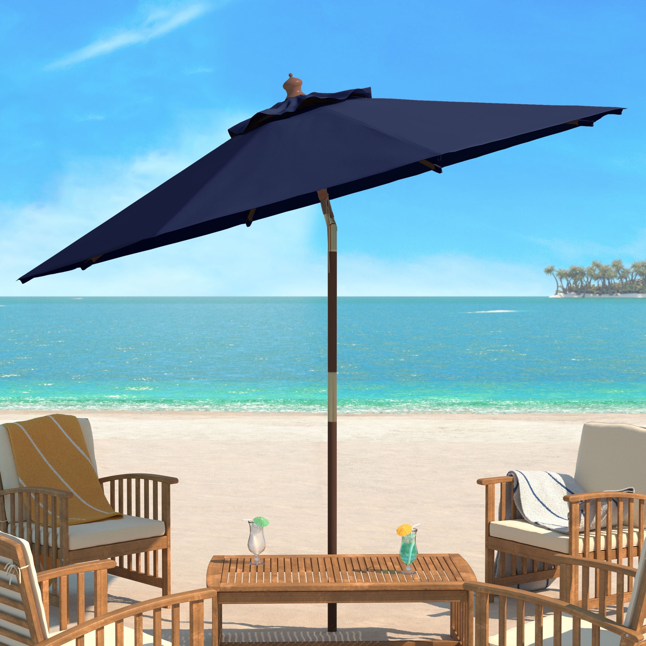 Parasol d'extérieur en bois SAFAVIEH Zlatana de 2,7 m