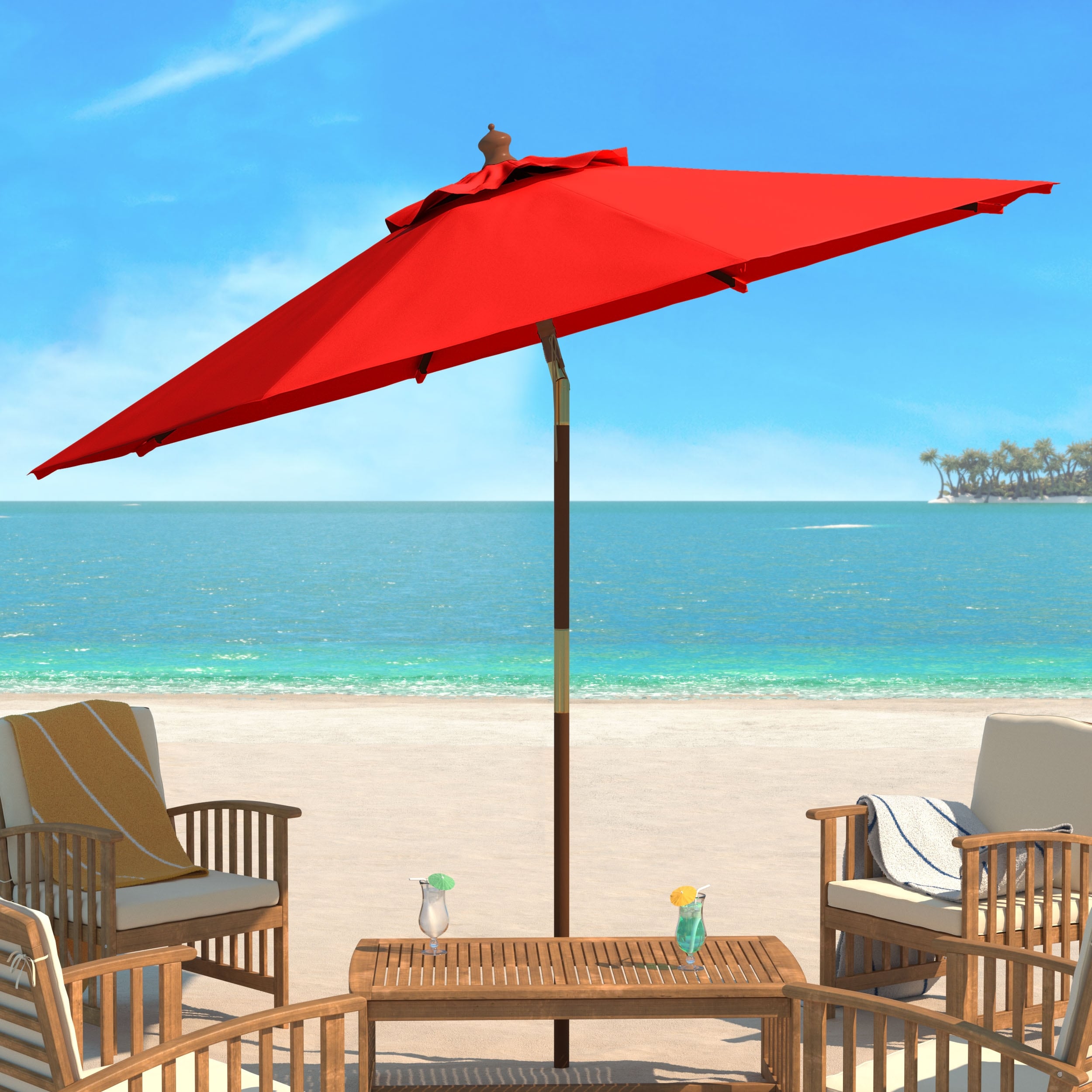 Parasol d'extérieur en bois SAFAVIEH Zlatana de 2,7 m