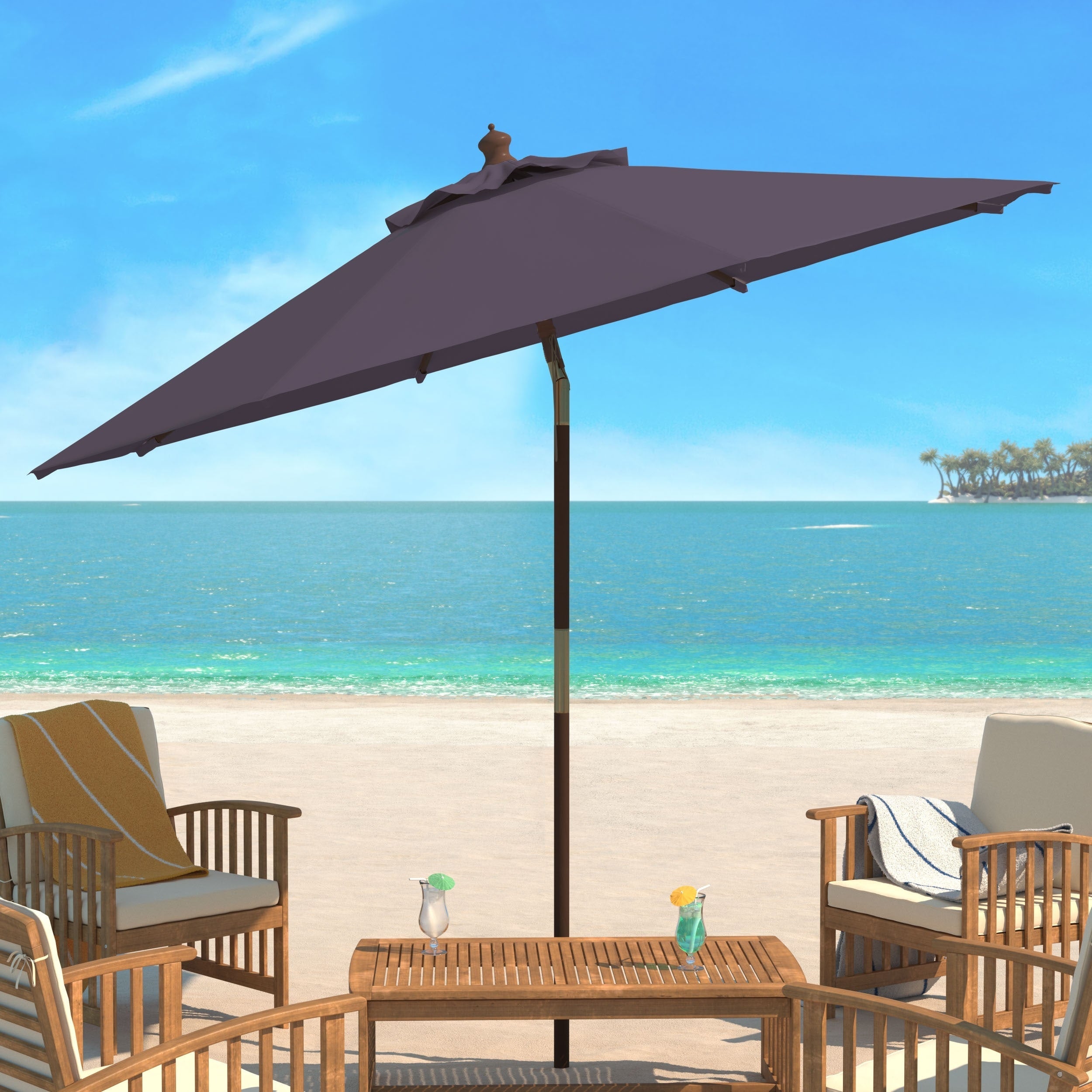 Parasol d'extérieur en bois SAFAVIEH Zlatana de 2,7 m