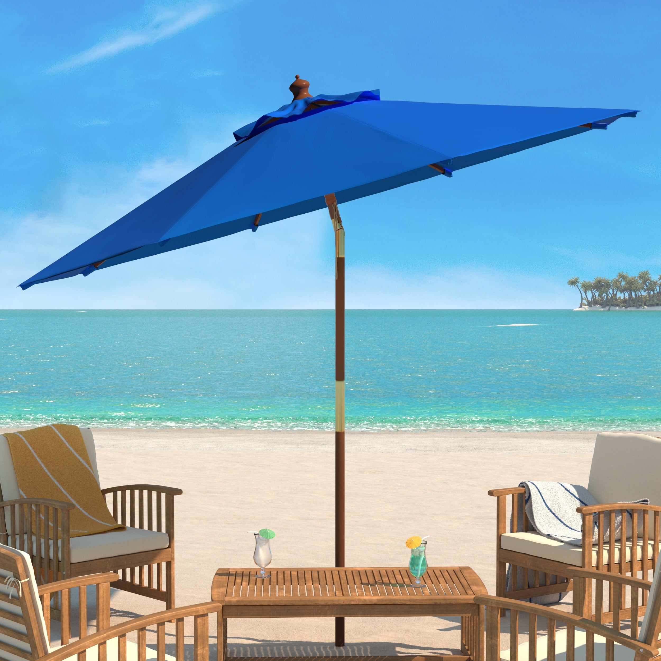 Parasol d'extérieur en bois SAFAVIEH Zlatana de 2,7 m