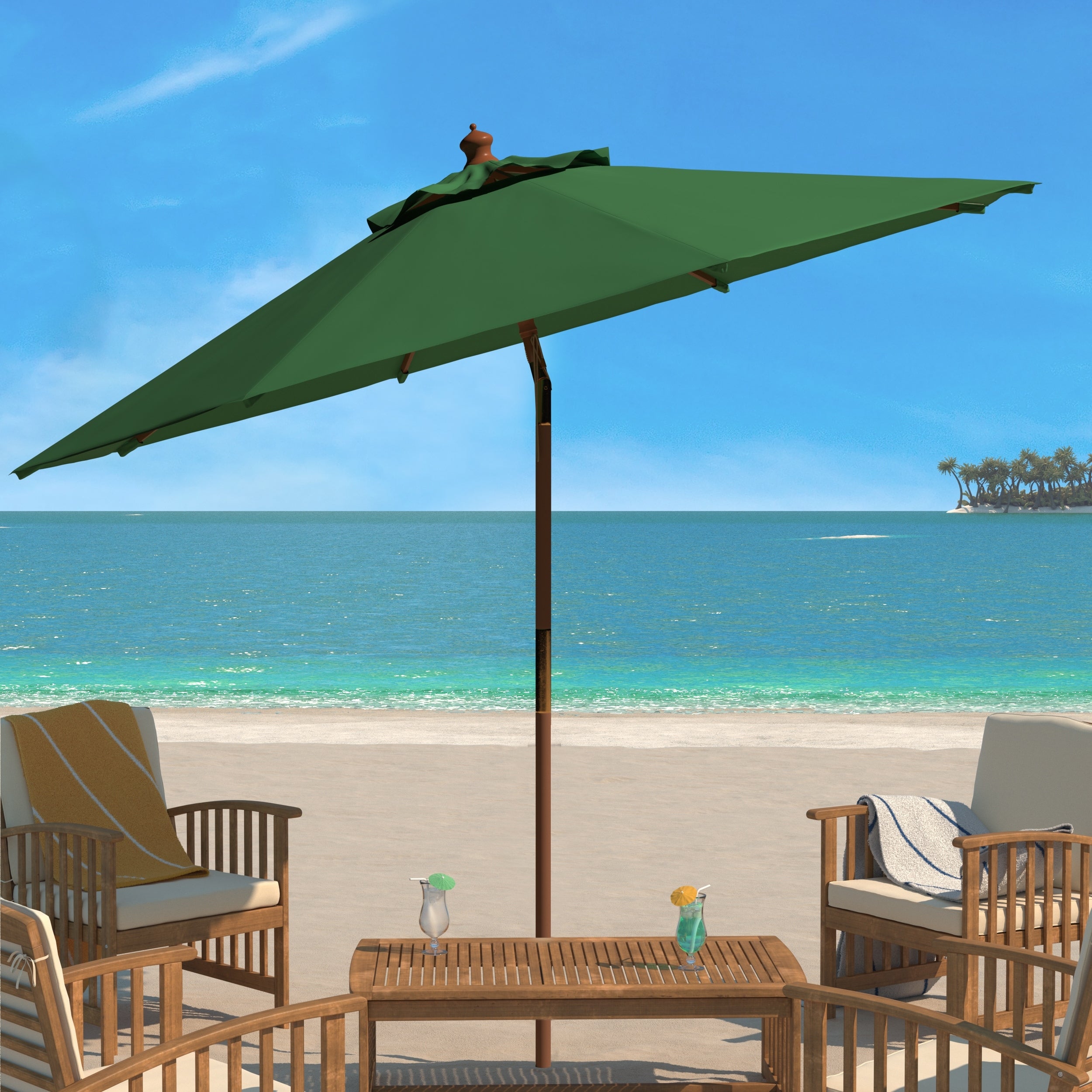 Parasol d'extérieur en bois SAFAVIEH Zlatana de 2,7 m