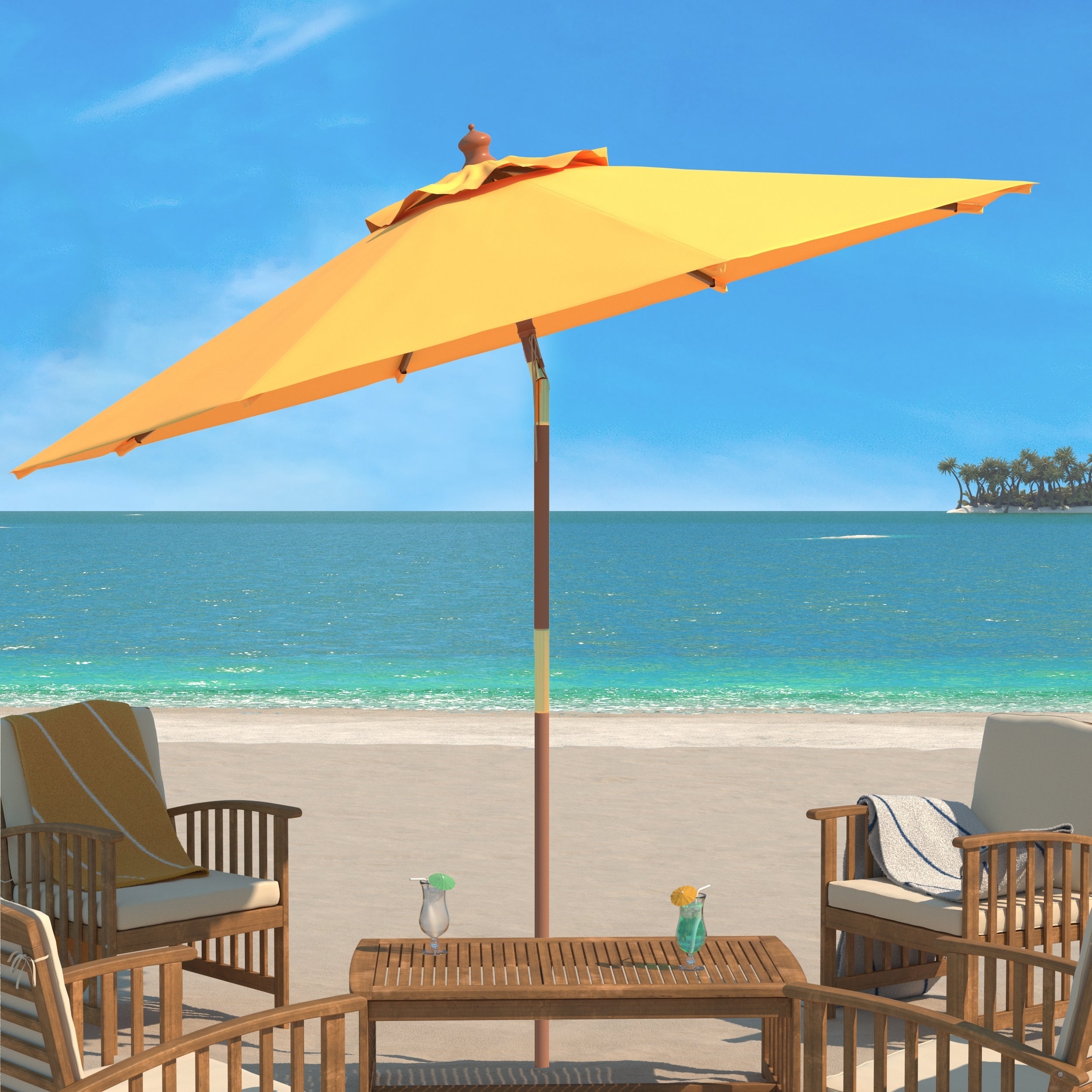 Parasol d'extérieur en bois SAFAVIEH Zlatana de 2,7 m