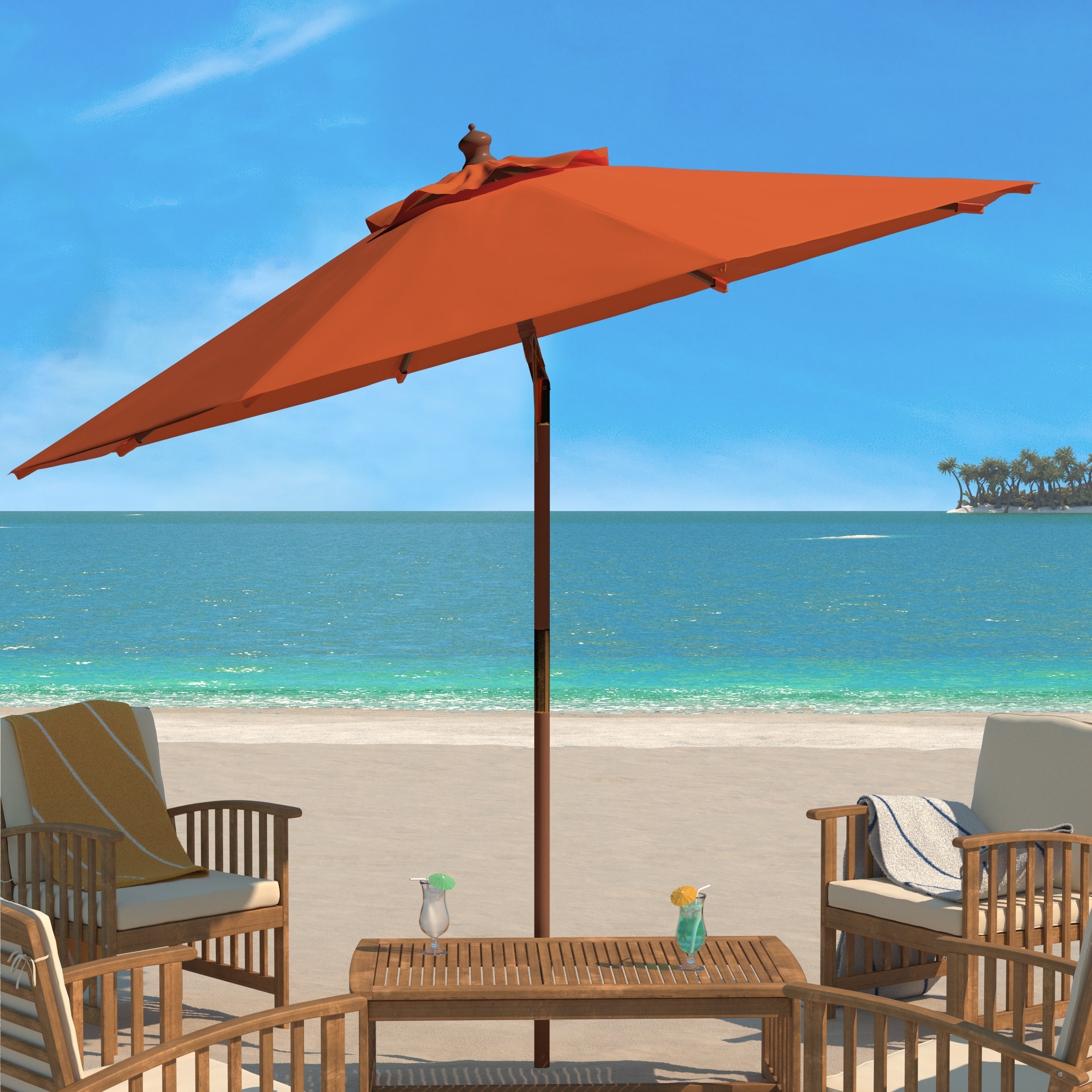 Parasol d'extérieur en bois SAFAVIEH Zlatana de 2,7 m
