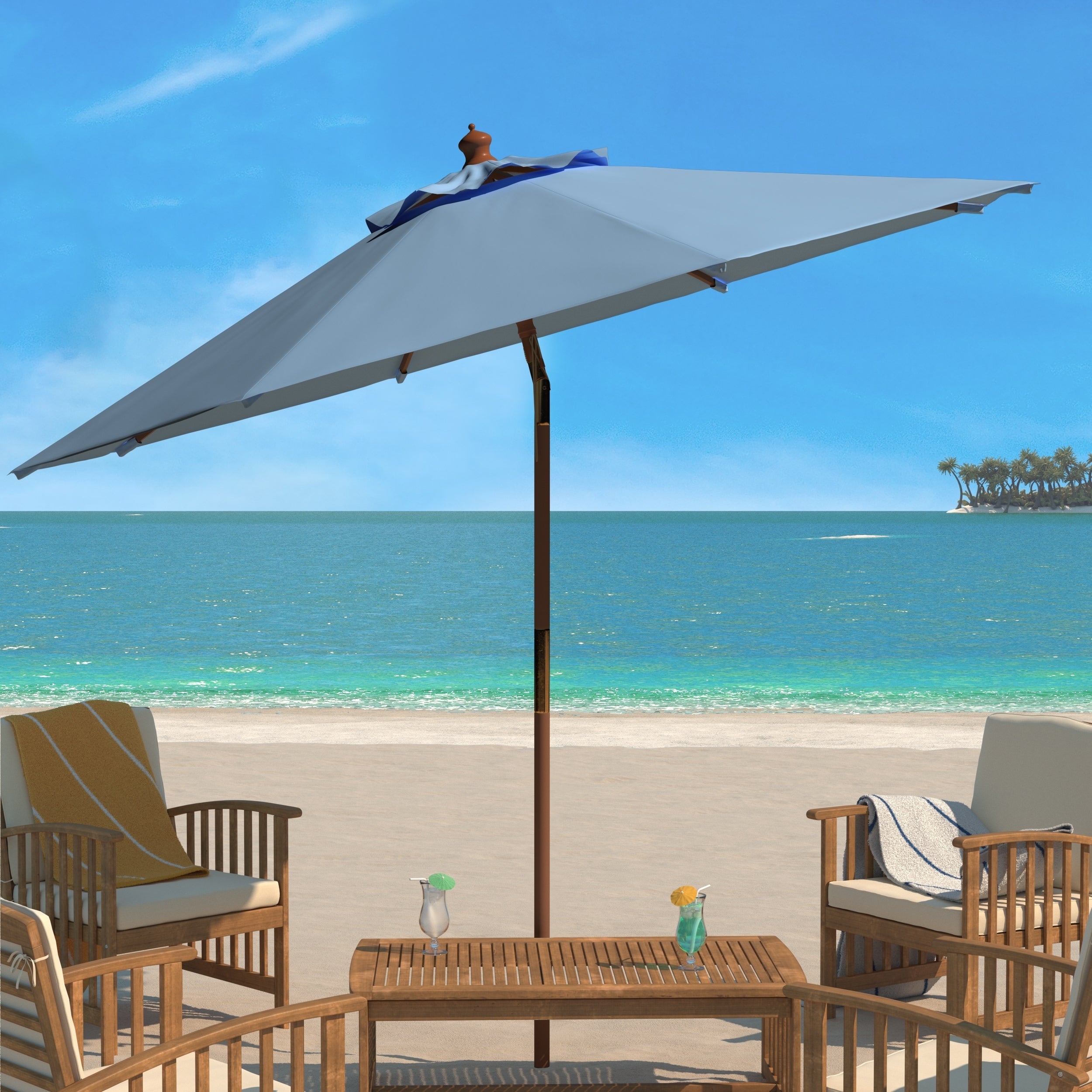 Parasol d'extérieur en bois SAFAVIEH Zlatana de 2,7 m