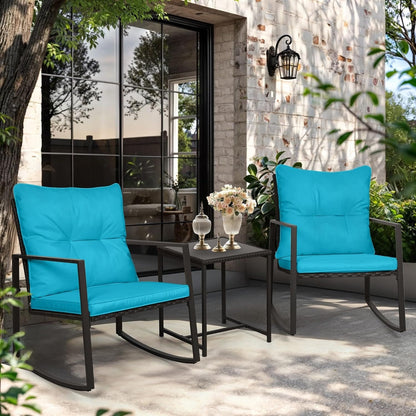 Ensemble bistro de conversation SUNCROWN 3 pièces avec chaises à bascule en osier marron/noir pour patio extérieur
