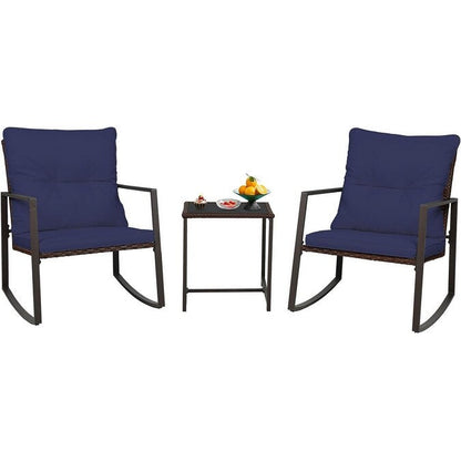 Ensemble bistro de conversation SUNCROWN 3 pièces avec chaises à bascule en osier marron/noir pour patio extérieur