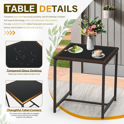 Ensemble bistro de conversation SUNCROWN 3 pièces avec chaises à bascule en osier marron/noir pour patio extérieur