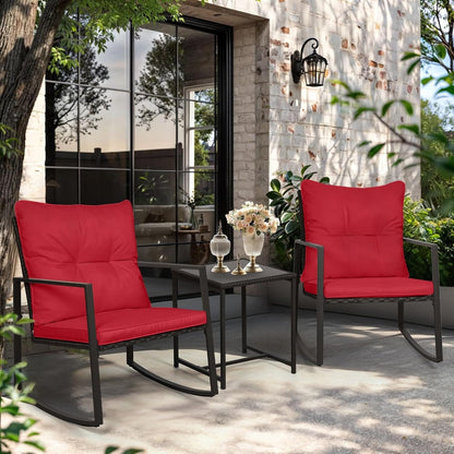Ensemble bistro de conversation SUNCROWN 3 pièces avec chaises à bascule en osier marron/noir pour patio extérieur