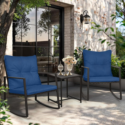 Ensemble bistro de conversation SUNCROWN 3 pièces avec chaises à bascule en osier marron/noir pour patio extérieur