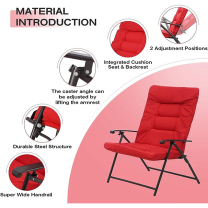 Ensemble bistrot 3 pièces avec chaises pliantes rembourrées pour patio extérieur SUNCROWN