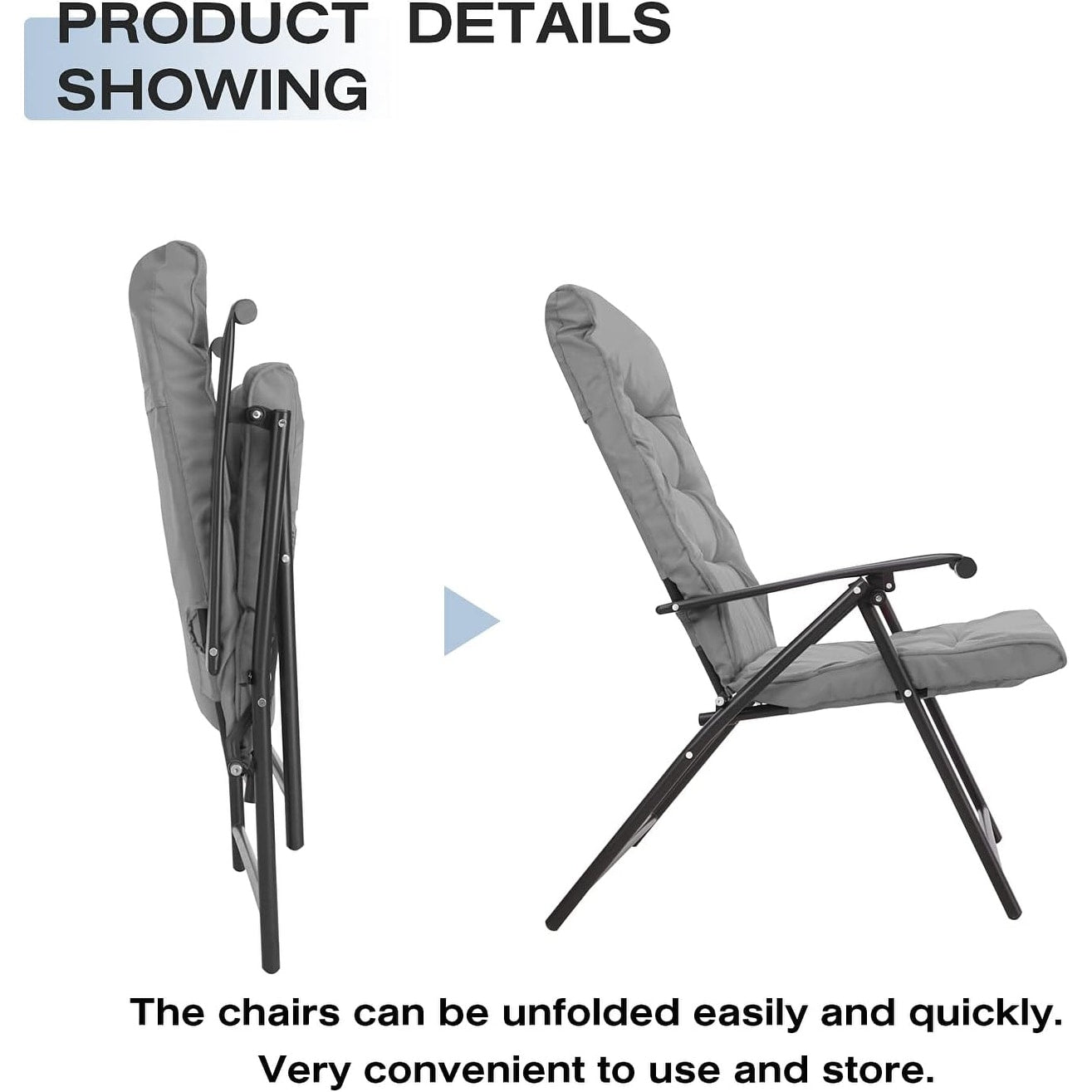 Ensemble bistrot 3 pièces avec chaises pliantes rembourrées pour patio extérieur SUNCROWN