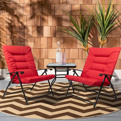 Ensemble bistrot 3 pièces avec chaises pliantes rembourrées pour patio extérieur SUNCROWN