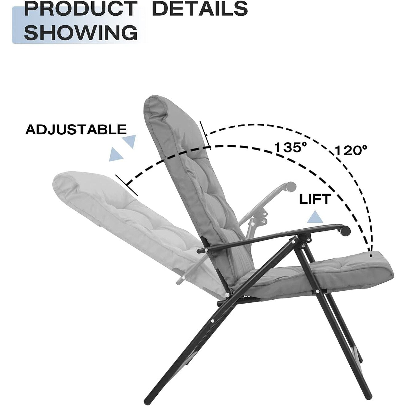 Ensemble bistrot 3 pièces avec chaises pliantes rembourrées pour patio extérieur SUNCROWN