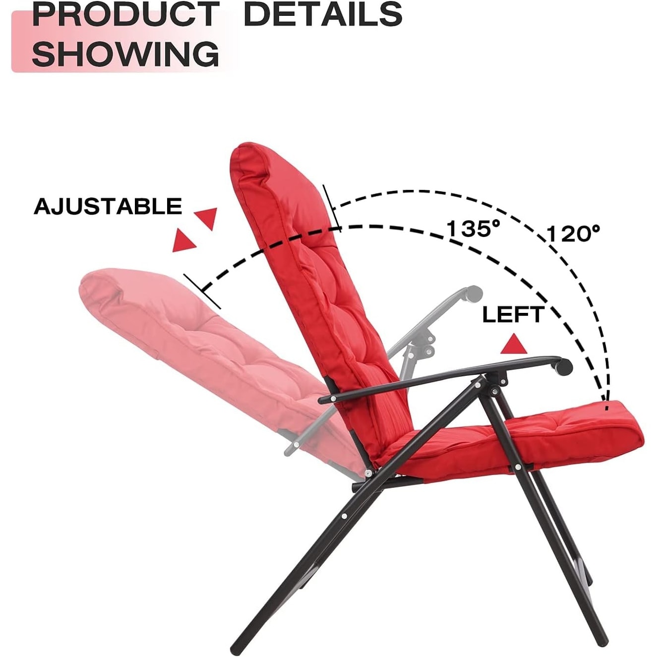 Ensemble bistrot 3 pièces avec chaises pliantes rembourrées pour patio extérieur SUNCROWN