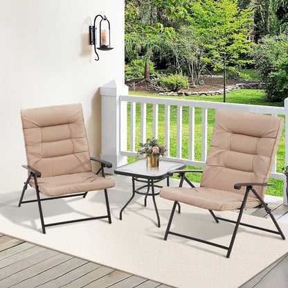 Ensemble bistrot 3 pièces avec chaises pliantes rembourrées pour patio extérieur SUNCROWN