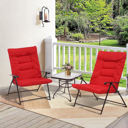 Ensemble bistrot 3 pièces avec chaises pliantes rembourrées pour patio extérieur SUNCROWN