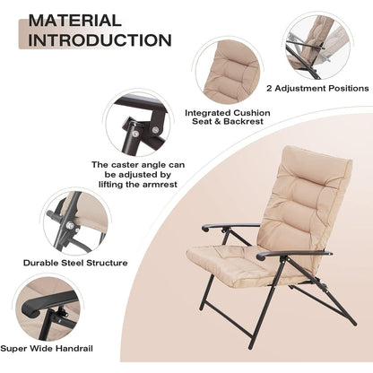 Ensemble bistrot 3 pièces avec chaises pliantes rembourrées pour patio extérieur SUNCROWN