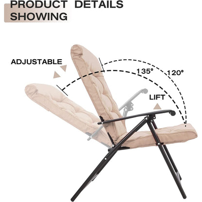 Ensemble bistrot 3 pièces avec chaises pliantes rembourrées pour patio extérieur SUNCROWN