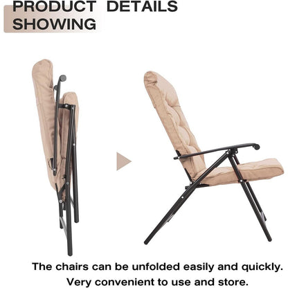 Ensemble bistrot 3 pièces avec chaises pliantes rembourrées pour patio extérieur SUNCROWN