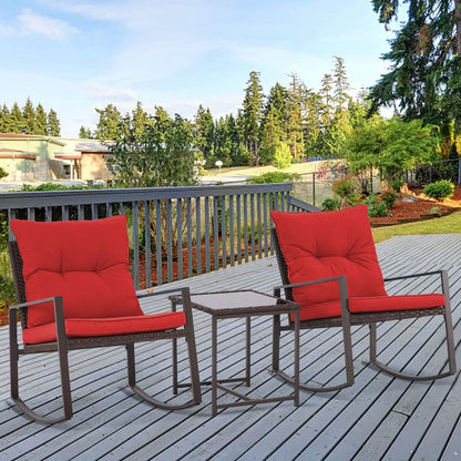 Ensemble bistro de conversation SUNCROWN 3 pièces avec chaises à bascule en osier marron/noir pour patio extérieur