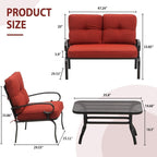 Ensemble de 4 meubles d'extérieur SUNCROWN pour patio, causeuse