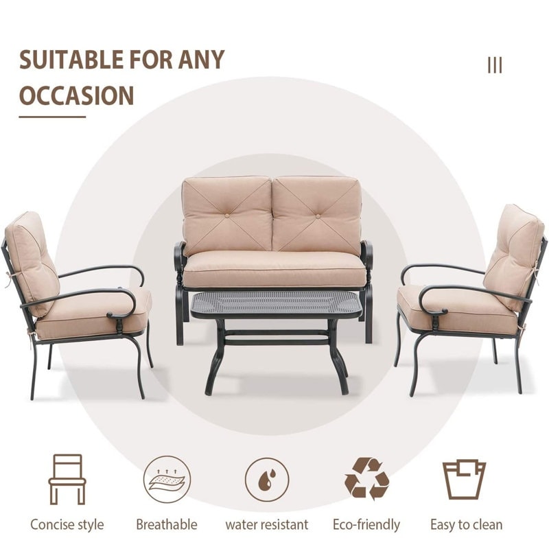 Ensemble de 4 meubles d'extérieur SUNCROWN pour patio, causeuse