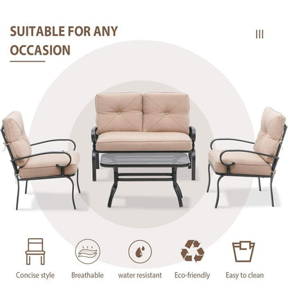 Ensemble de 4 meubles d'extérieur SUNCROWN pour patio, causeuse