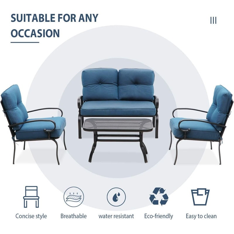 Ensemble de 4 meubles d'extérieur SUNCROWN pour patio, causeuse