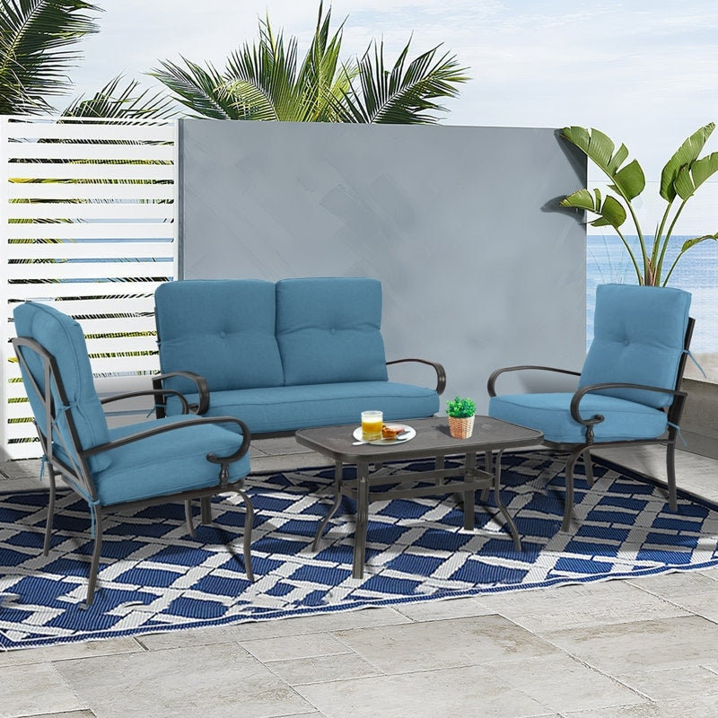 Ensemble de 4 meubles d'extérieur SUNCROWN pour patio, causeuse