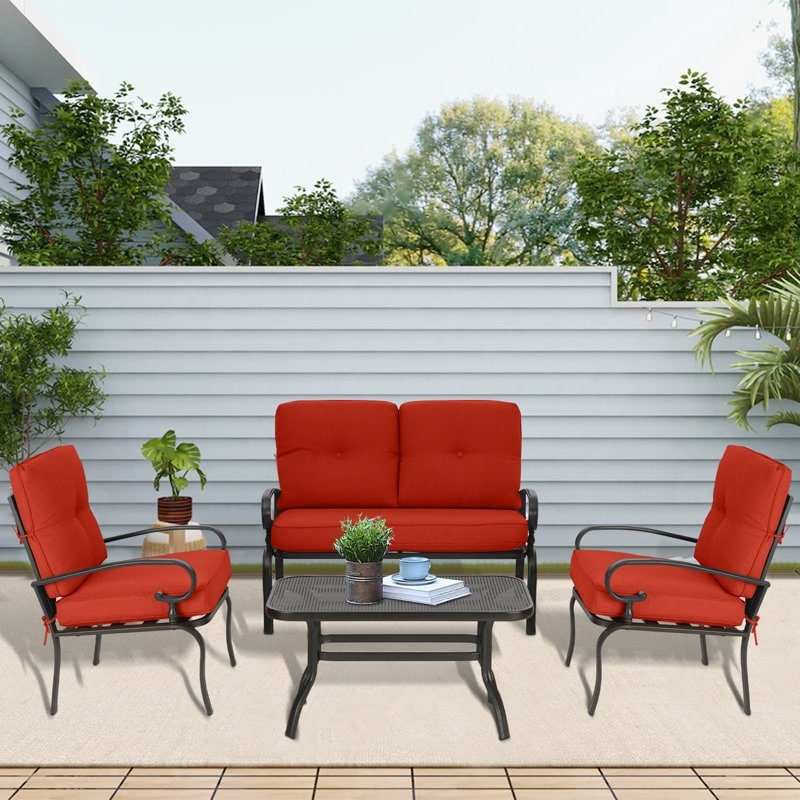 Ensemble de 4 meubles d'extérieur SUNCROWN pour patio, causeuse