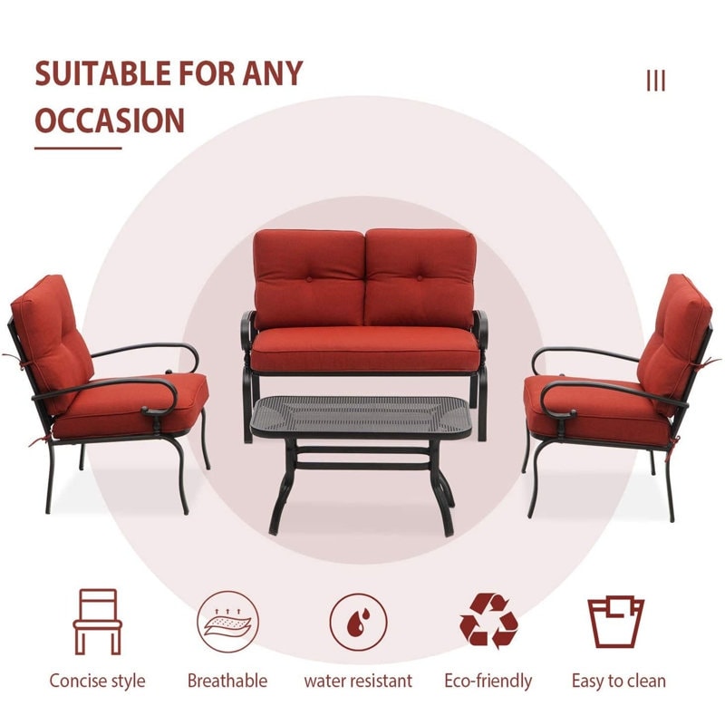 Ensemble de 4 meubles d'extérieur SUNCROWN pour patio, causeuse