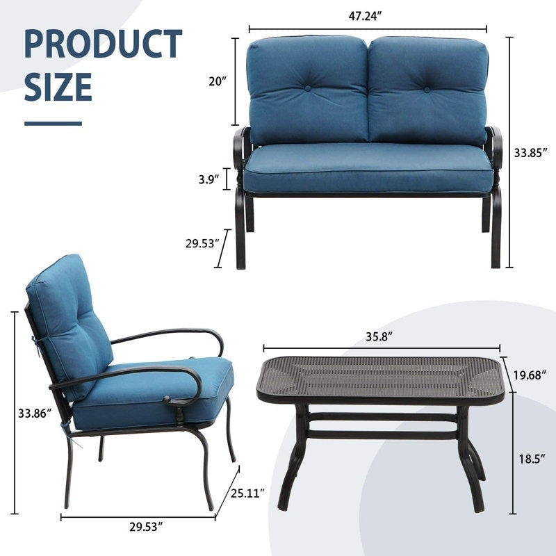 Ensemble de 4 meubles d'extérieur SUNCROWN pour patio, causeuse