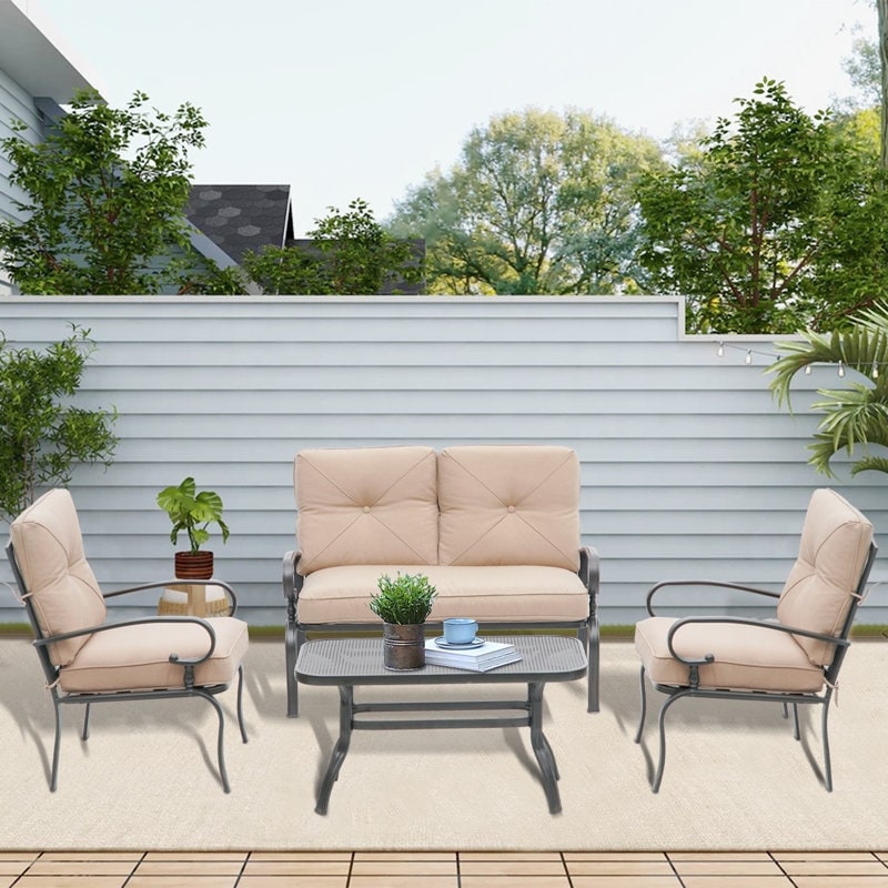 Ensemble de 4 meubles d'extérieur SUNCROWN pour patio, causeuse