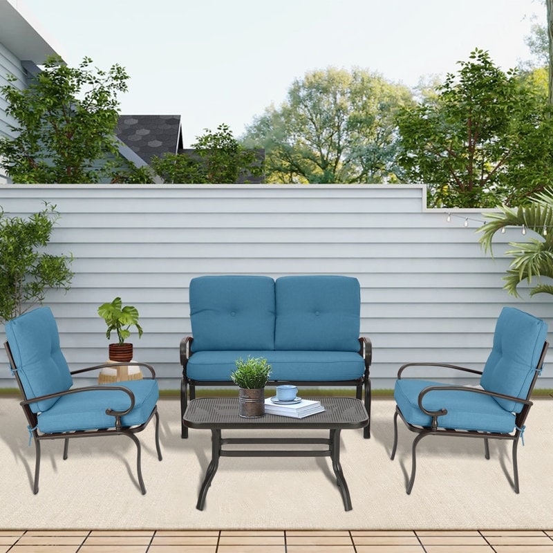 Ensemble de 4 meubles d'extérieur SUNCROWN pour patio, causeuse