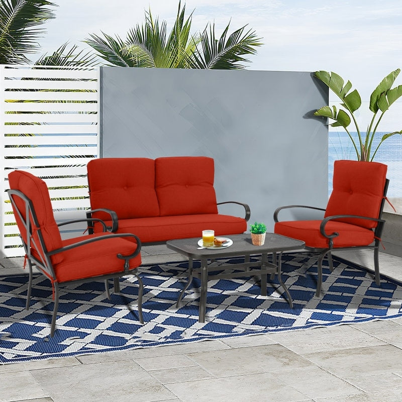 Ensemble de 4 meubles d'extérieur SUNCROWN pour patio, causeuse