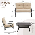 Ensemble de 4 meubles d'extérieur SUNCROWN pour patio, causeuse