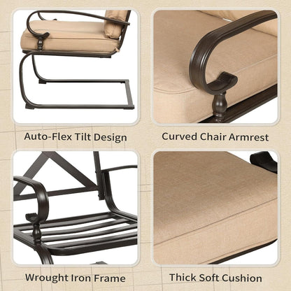Ensemble de meubles de patio extérieur SUNCROWN 5 pièces, banc de jardin et 2 chaises à ressorts avec 2 tables basses